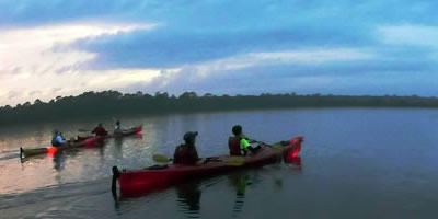 Kayaking at dusk