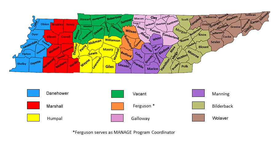Map of Farm Management Area Specialists Territories