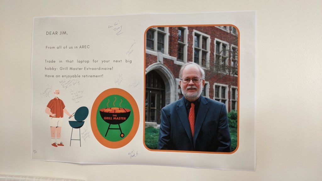Image of poster from department for Dr. Jim Larson's retirement