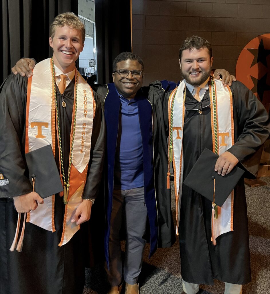 Professor Andrew Muhammad is pictured with Charles Lowery (left) and Kevin Cosgrove (right)