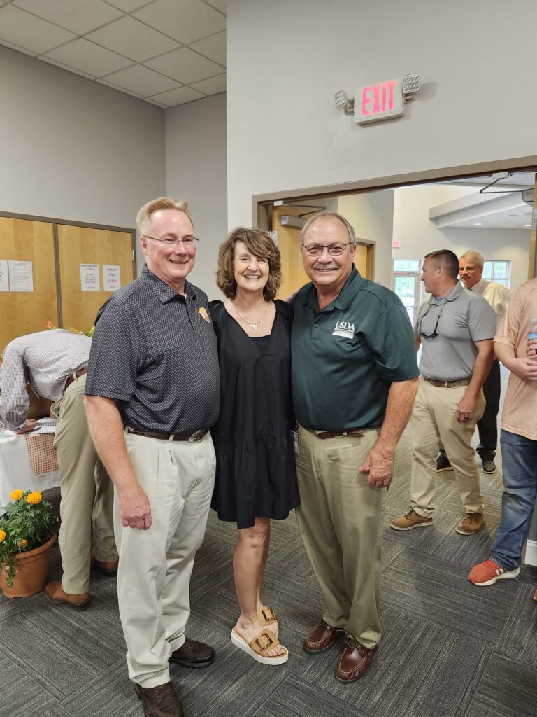 Kevin Ferguson, his wife Phyllis, and guest at Kevin's retirement reception
